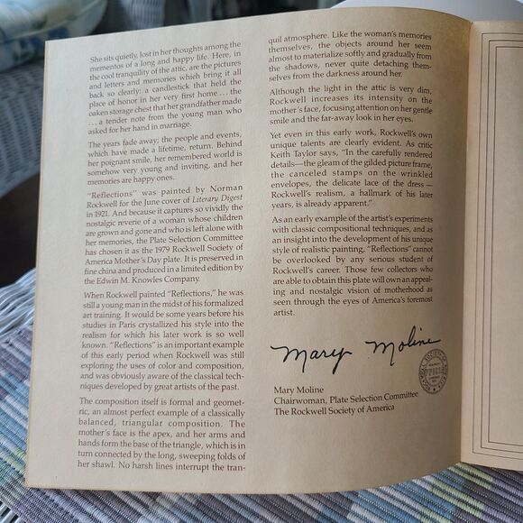 Vintage Norman Rockwell Mother's Day 1979 "Reflections" Knowles Collector Plate - Picture 9 of 10